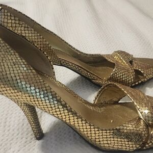 Nine West Gold Snakeskin Heels